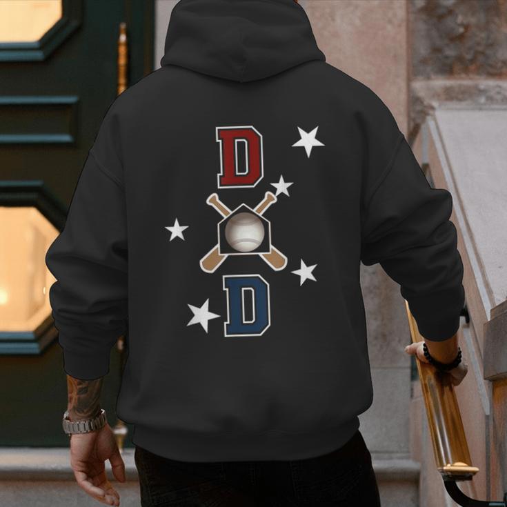 Patriotic Baseball Dad Father's Day Red Blue Star Men's Hoodie Back Print Patriotic Baseball Dad Father's Day Red Blue Star Men's Hoodie Back Print