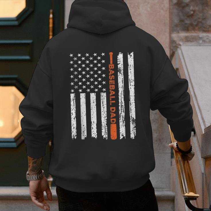 Retro Baseball Dad American Flag Father's Day 4th Of July Men's Hoodie Back Print Retro Baseball Dad American Flag Father's Day 4th Of July Men's Hoodie Back Print