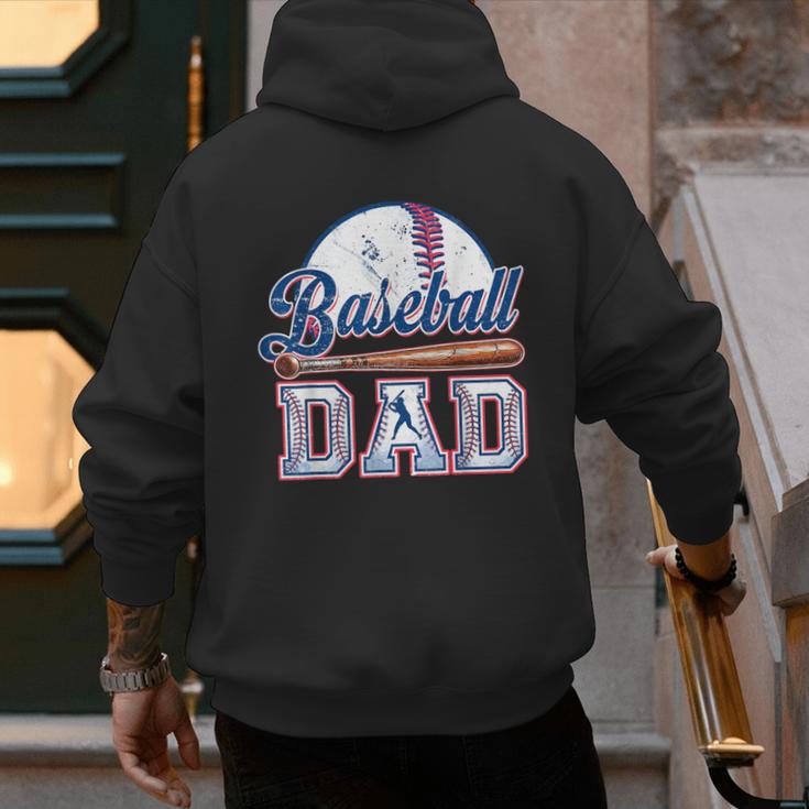 Retro Baseball Dad Game Day Sport Dad Father's Day Men's Hoodie Back Print