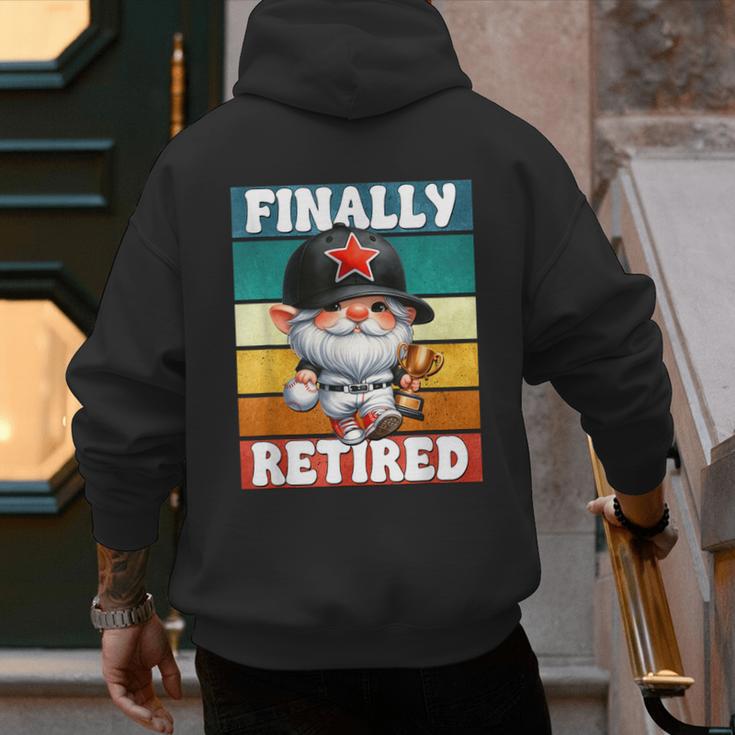 Retro Baseball Retirement Gnome Baseball Dad Finally Retired Men's Hoodie Back Print Retro Baseball Retirement Gnome Baseball Dad Finally Retired Men's Hoodie Back Print