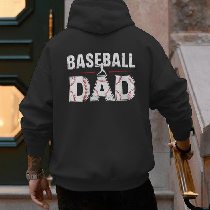 Softball Ball Dad Baseball Dad Parent Fathers Day Baseball Men's Hoodie Back Print Softball Ball Dad Baseball Dad Parent Fathers Day Baseball Men's Hoodie Back Print