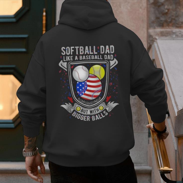 Softball Dad Like A Baseball Dad 4th Of July USA Retro Flag Men's Hoodie Back Print Softball Dad Like A Baseball Dad 4th Of July USA Retro Flag Men's Hoodie Back Print