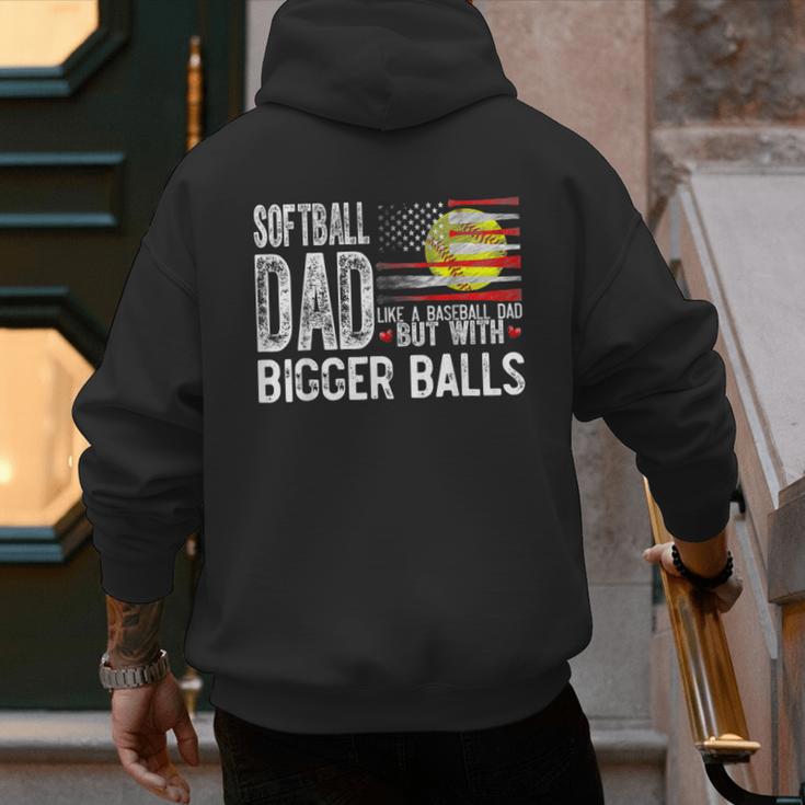 Softball Dad Like A Baseball Dad Retro US Flag Father's Day Men's Hoodie Back Print Softball Dad Like A Baseball Dad Retro US Flag Father's Day Men's Hoodie Back Print