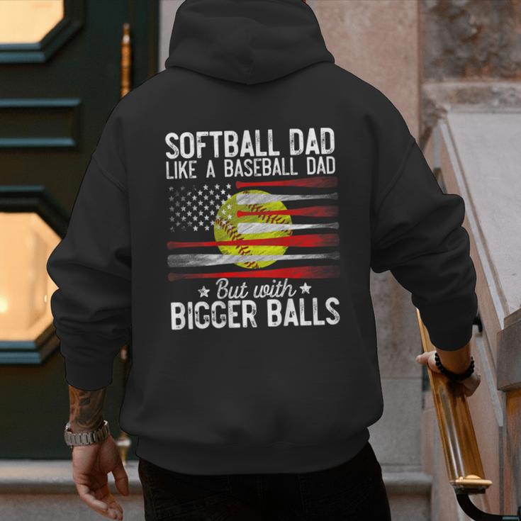 Softball Dad Just Like A Baseball Dad But With Bigger Back Men's Hoodie Back Print Softball Dad Just Like A Baseball Dad But With Bigger Back Men's Hoodie Back Print