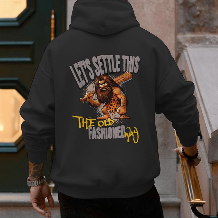 Stoneage Caveman Neolithic History Baseball Dad Father Men's Hoodie Back Print