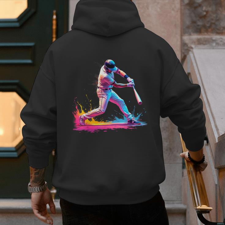 Tie Dye Baseball Dad Fathers Day Men's Hoodie Back Print Tie Dye Baseball Dad Fathers Day Men's Hoodie Back Print