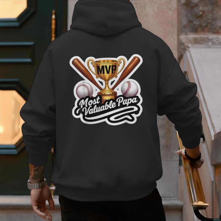 Most Valuable Papa Baseball Dad Coach Player Father's Day Men's Hoodie Back Print Most Valuable Papa Baseball Dad Coach Player Father's Day Men's Hoodie Back Print