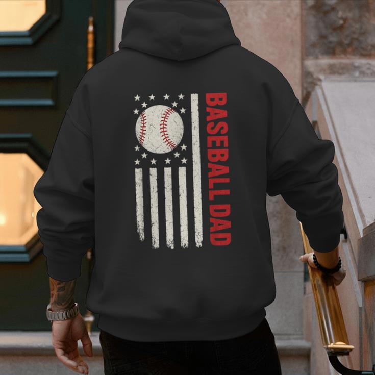 Vintage Baseball DAD American Flag Fathers Day 4th Of July Men's Hoodie Back Print Vintage Baseball DAD American Flag Fathers Day 4th Of July Men's Hoodie Back Print