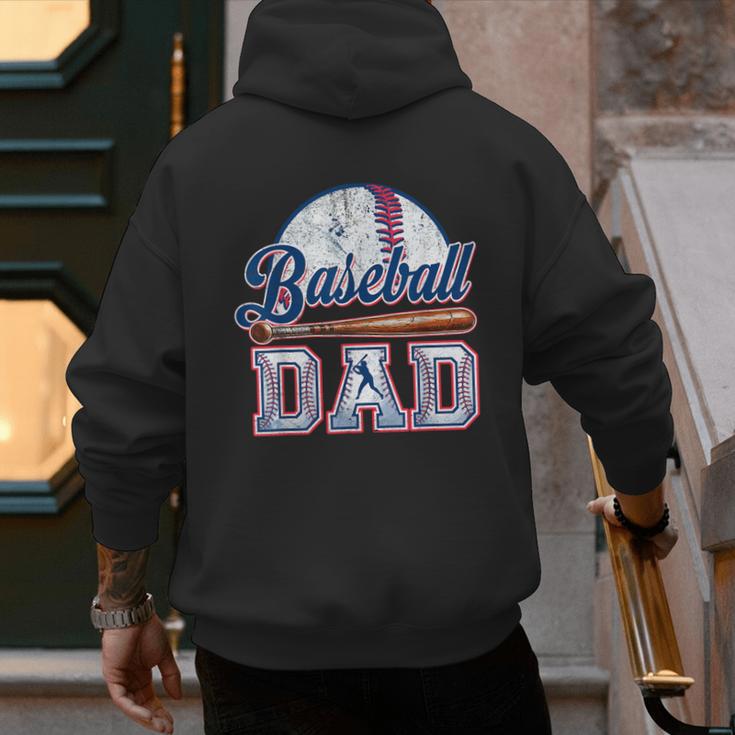 Vintage Baseball Dad Happy Fathers Day For Men Sports Lovers Men's Hoodie Back Print