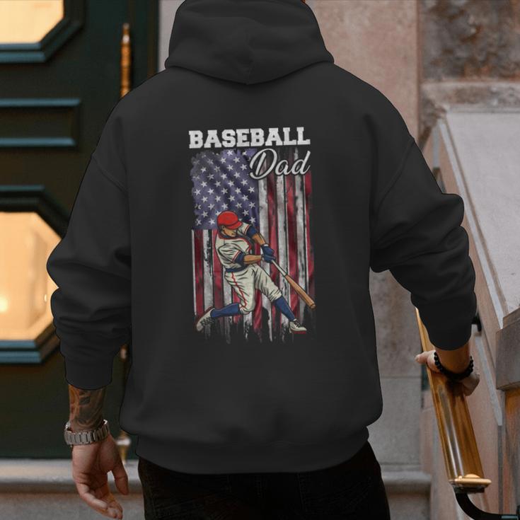 Vintage USA Flag Baseball Player Proud Baseball Dad Men's Hoodie Back Print Vintage USA Flag Baseball Player Proud Baseball Dad Men's Hoodie Back Print