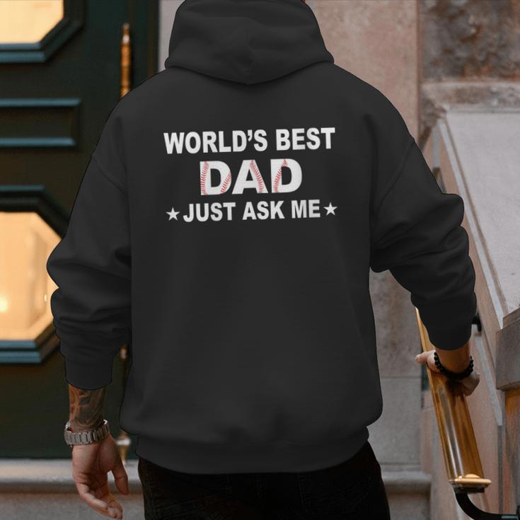 World's Best Dad Just Ask Me Baseball Dad Father's Day Men's Hoodie Back Print