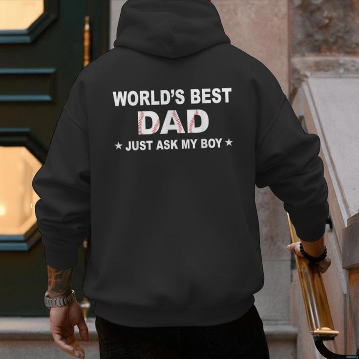World's Best Dad Just Ask My Boy Baseball Dad Father's Day Men's Hoodie Back Print World's Best Dad Just Ask My Boy Baseball Dad Father's Day Men's Hoodie Back Print