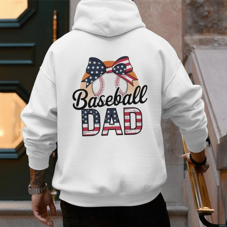 Baseball Dad American Flag Bow Sports Premium Men's Hoodie Back Print Baseball Dad American Flag Bow Sports Premium Men's Hoodie Back Print