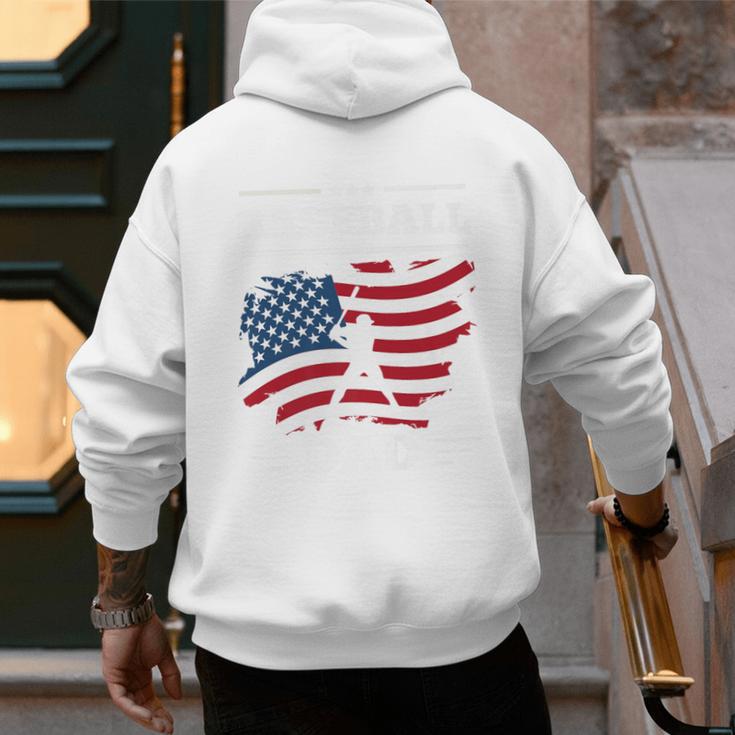 Baseball DAD American Flag Patriotic Father's Day Premium Men's Hoodie Back Print Baseball DAD American Flag Patriotic Father's Day Premium Men's Hoodie Back Print