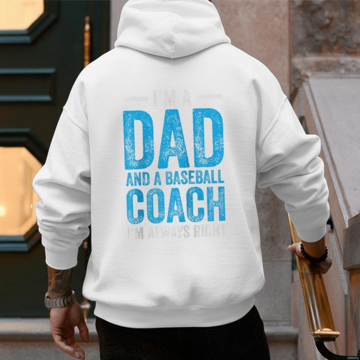 Baseball Dad Coach Father's Day Raglan Baseball Tee Men's Hoodie Back Print