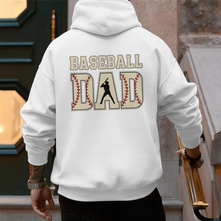 Baseball Dad Distressed Bold Stitch Graphic Sports Father Premium Men's Hoodie Back Print