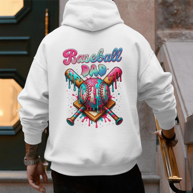 Baseball Dad Game Day Vibes Ice Cream Drip Baseball Daddy Men's Hoodie Back Print