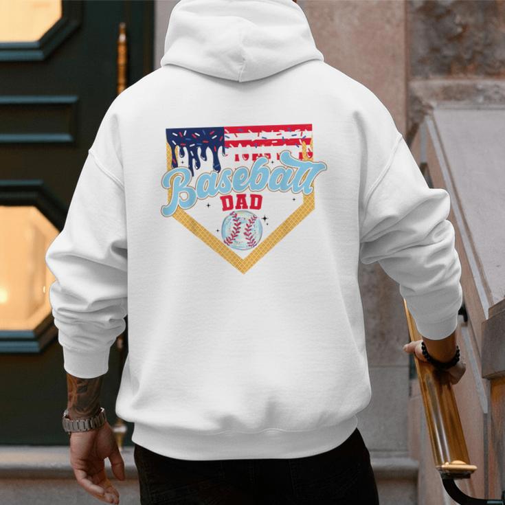 Baseball Dad Ice Cream Drip Father American Flag 4th Of July Men's Hoodie Back Print Baseball Dad Ice Cream Drip Father American Flag 4th Of July Men's Hoodie Back Print