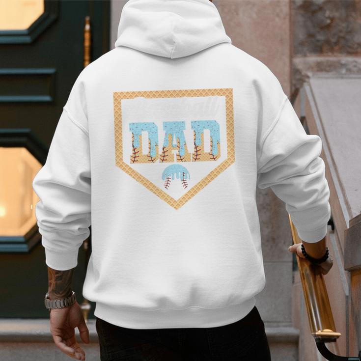 Baseball Dad Ice Cream Drip Home Plate Cool Fathers Day Premium Men's Hoodie Back Print Baseball Dad Ice Cream Drip Home Plate Cool Fathers Day Premium Men's Hoodie Back Print