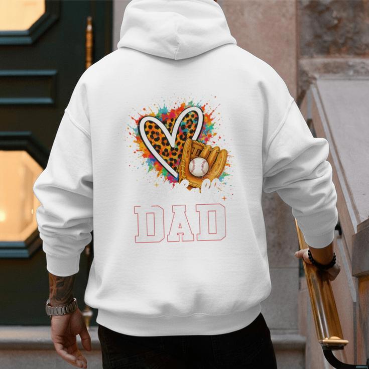 Baseball Dad Leopard Heart Colorful Premium Men's Hoodie Back Print Baseball Dad Leopard Heart Colorful Premium Men's Hoodie Back Print
