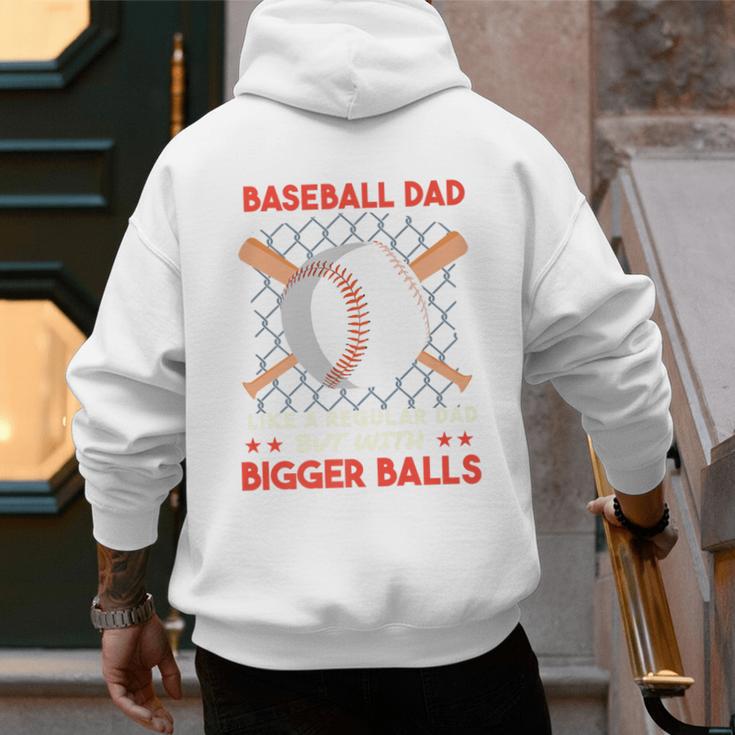 Baseball Dad Like a Regular Dad But With Bigger Balls Premium Men's Hoodie Back Print