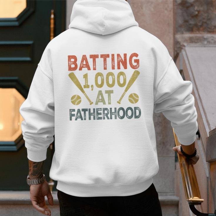 Baseball Dad Vintage Batting 1000 At Fatherhood Men's Hoodie Back Print