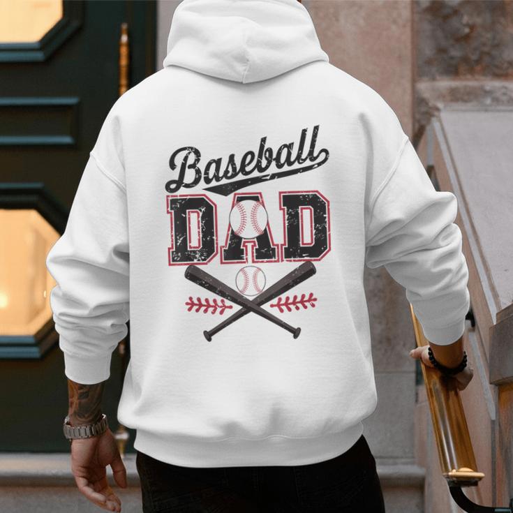 Baseball Daddy Father's Day Baseball Season Vintage Game Day Men's Hoodie Back Print