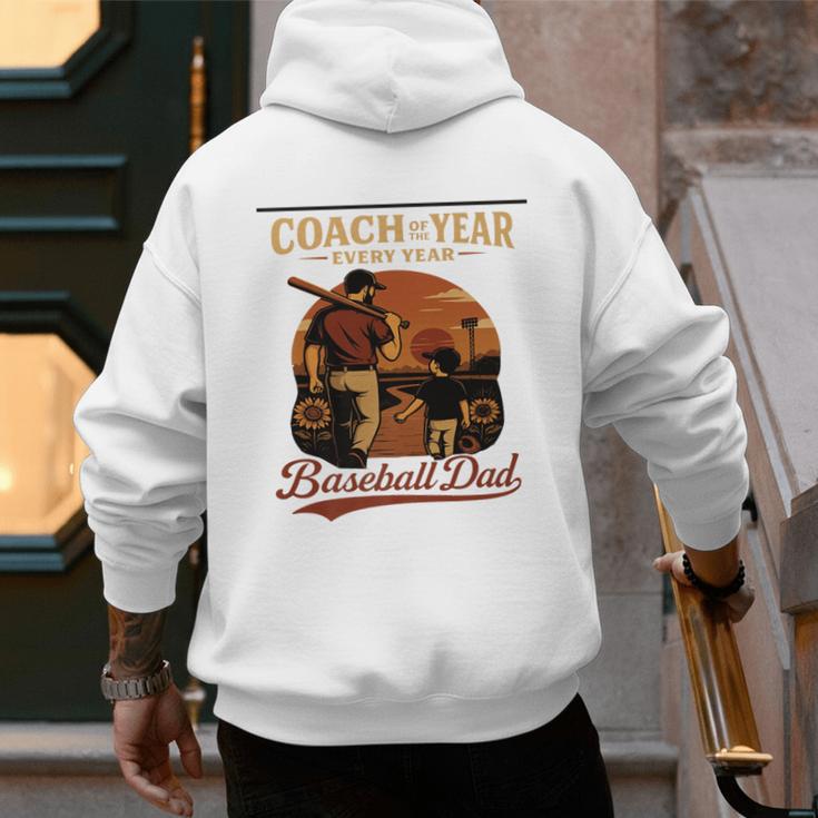 Coach Of The Year – Baseball Dad Every Year Premium Men's Hoodie Back Print
