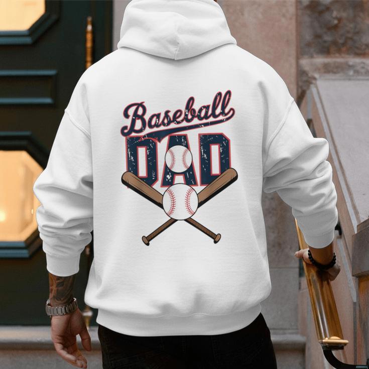 Cool Baseball Dad For Vintage Father's Day Game Day Men's Hoodie Back Print