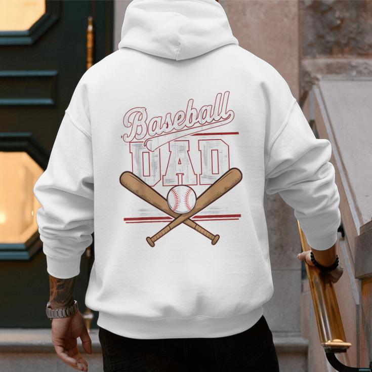 Game Day Baseball Dad Vintage Daddy Father's Day Boys Kids Men's Hoodie Back Print