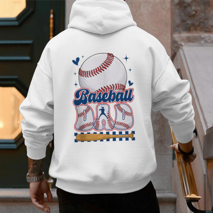 Groovy Baseball Dad Daddy Father Happy Fathers Day Men Guys Men's Hoodie Back Print