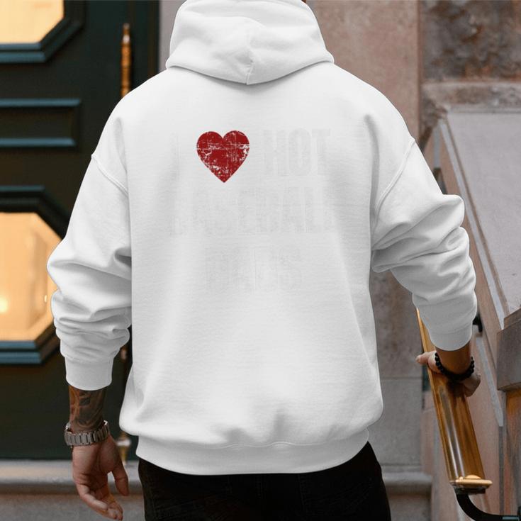 I Love Hot Baseball Dads Red Hearts Premium Men's Hoodie Back Print I Love Hot Baseball Dads Red Hearts Premium Men's Hoodie Back Print