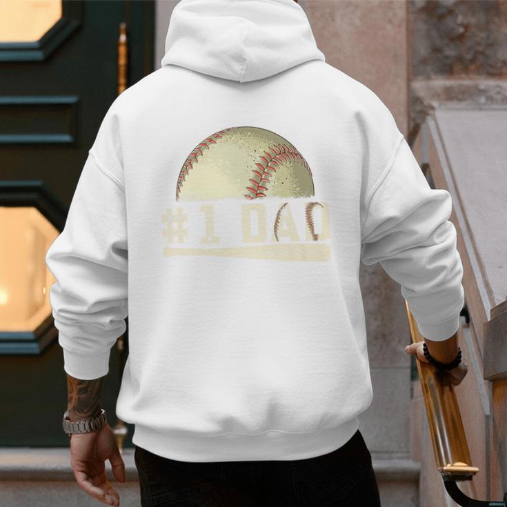 Number One Baseball Dad Fathers Day Baseball Player Dad Papa Premium Men's Hoodie Back Print Number One Baseball Dad Fathers Day Baseball Player Dad Papa Premium Men's Hoodie Back Print