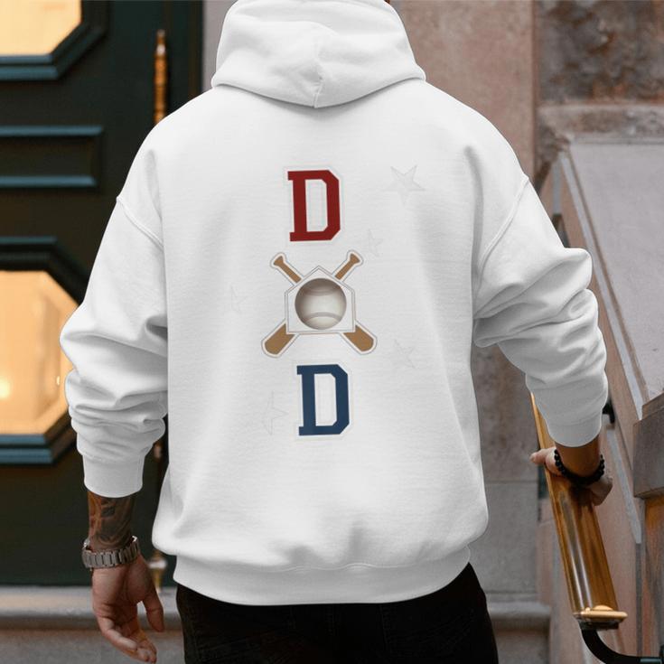 Patriotic Baseball Dad Father's Day Red Blue Star Premium Men's Hoodie Back Print