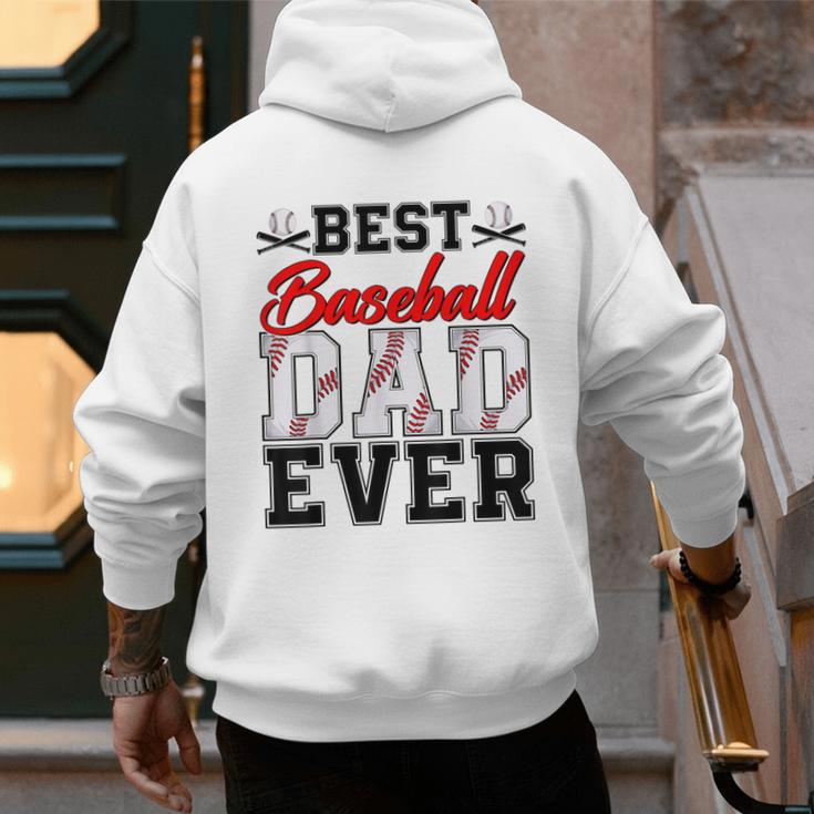 Retro Best Baseball Dad Ever Daddy Happy Fathers Day Men Men's Hoodie Back Print