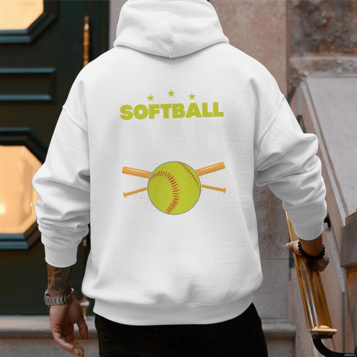 Softball Dad Just Like A Baseball Dad Player Premium Men's Hoodie Back Print Softball Dad Just Like A Baseball Dad Player Premium Men's Hoodie Back Print