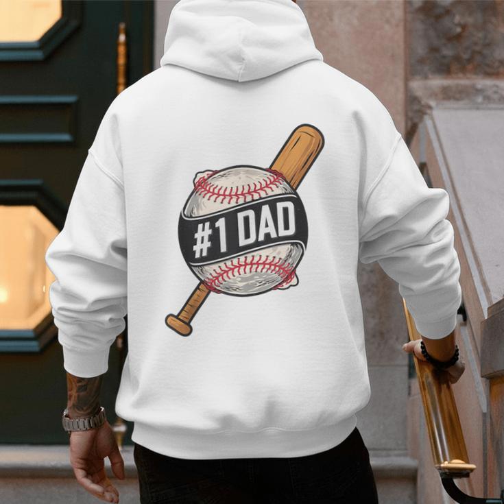 Vintage 1 Baseball Dad Daddy Father's Day From Son Daughter Men's Hoodie Back Print