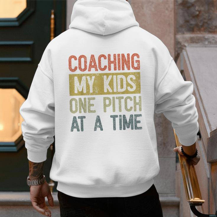 Vintage Baseball Dad Coaching My Kids One Pitch At A Time Men's Hoodie Back Print Vintage Baseball Dad Coaching My Kids One Pitch At A Time Men's Hoodie Back Print