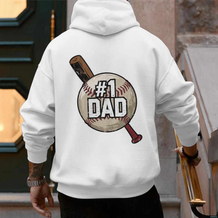 Vintage Father's Day 1 Baseball Dad Baseball Lovers Players Men's Hoodie Back Print