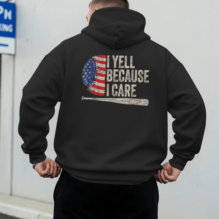 4th Of July Baseball Fan I Yell Because I Care Baseball Dads Men's Hoodie Back Print 4th Of July Baseball Fan I Yell Because I Care Baseball Dads Men's Hoodie Back Print