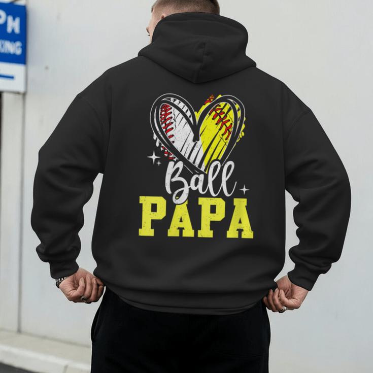 Ball Papa Softball Baseball Dad Daddy Men's Hoodie Back Print Ball Papa Softball Baseball Dad Daddy Men's Hoodie Back Print