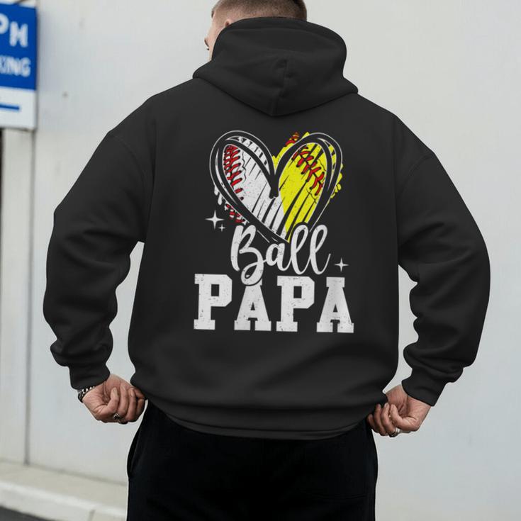 Ball Papa Softball Baseball Dad Fathers Day Men's Hoodie Back Print Ball Papa Softball Baseball Dad Fathers Day Men's Hoodie Back Print