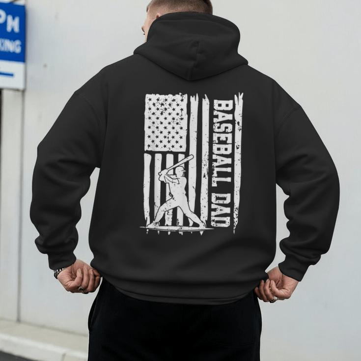 Baseball Dad American Flag Papa Daddy Happy Father's Day Men's Hoodie Back Print Baseball Dad American Flag Papa Daddy Happy Father's Day Men's Hoodie Back Print