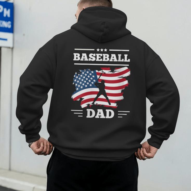 Baseball DAD American Flag Patriotic Father's Day Men's Hoodie Back Print Baseball DAD American Flag Patriotic Father's Day Men's Hoodie Back Print