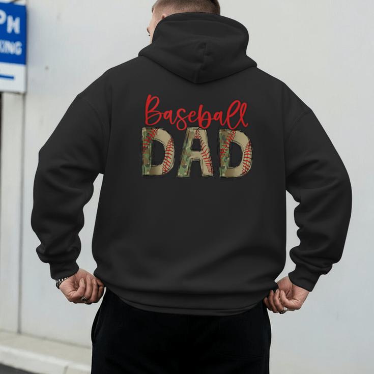 Baseball Dad Camouflage Camo Flag Military Father's Day Men's Hoodie Back Print Baseball Dad Camouflage Camo Flag Military Father's Day Men's Hoodie Back Print