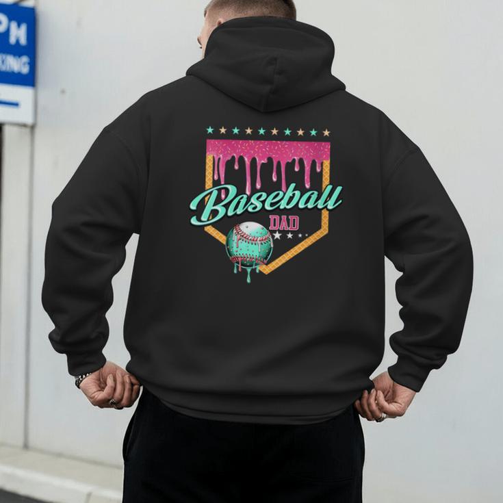 Baseball Dad Drip Home Plate Dripping Ice Cream Men's Hoodie Back Print