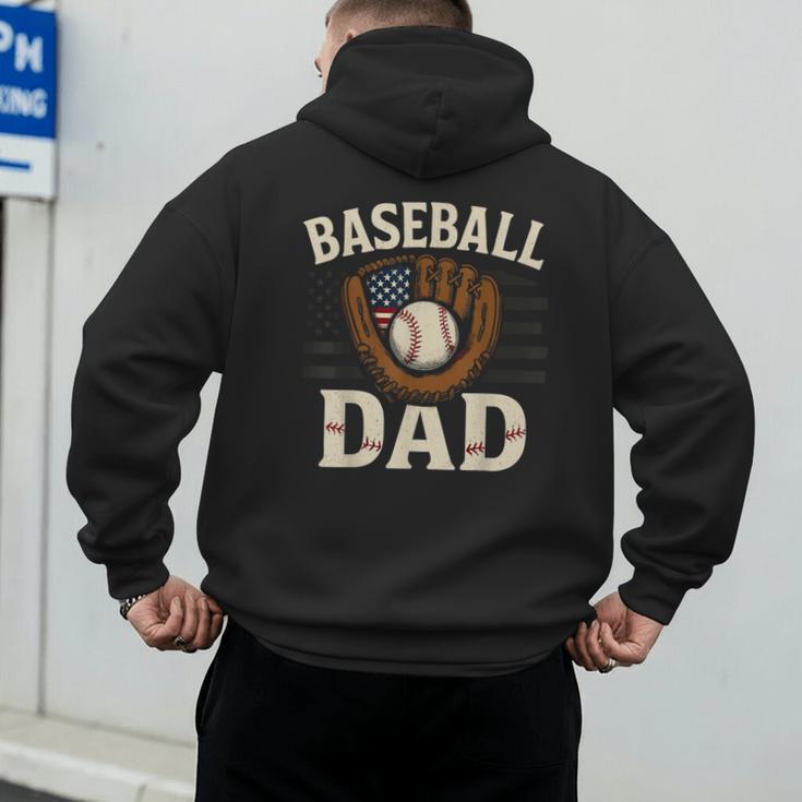 Baseball Dad Fathers Day American USA Flag Men Boys Kids Men's Hoodie Back Print Baseball Dad Fathers Day American USA Flag Men Boys Kids Men's Hoodie Back Print