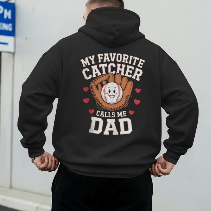 Baseball Dad Father's Day Catcher Men Men's Hoodie Back Print