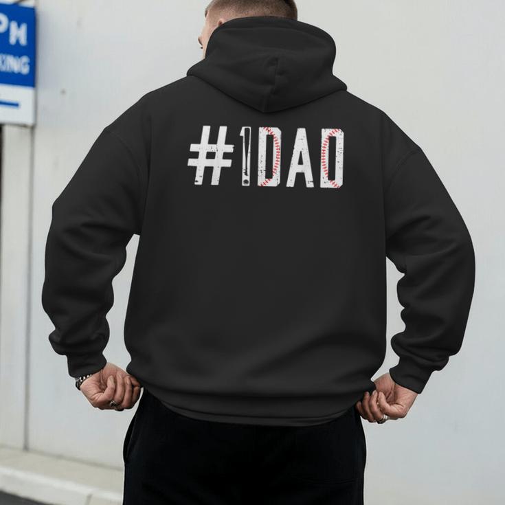 Baseball Dad Father's Day Baseball Player Fan Daddy Papa Men's Hoodie Back Print