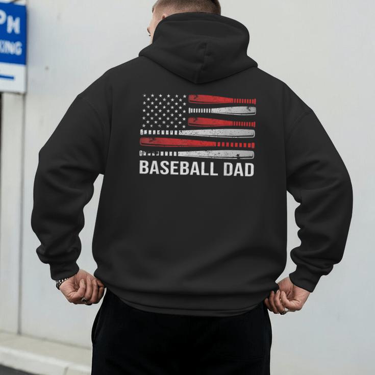 Baseball Dad Father's Day US Flag Baseball Men's Hoodie Back Print